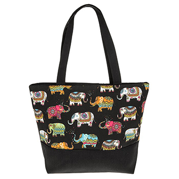 Tote Bag Elephants Galore Black